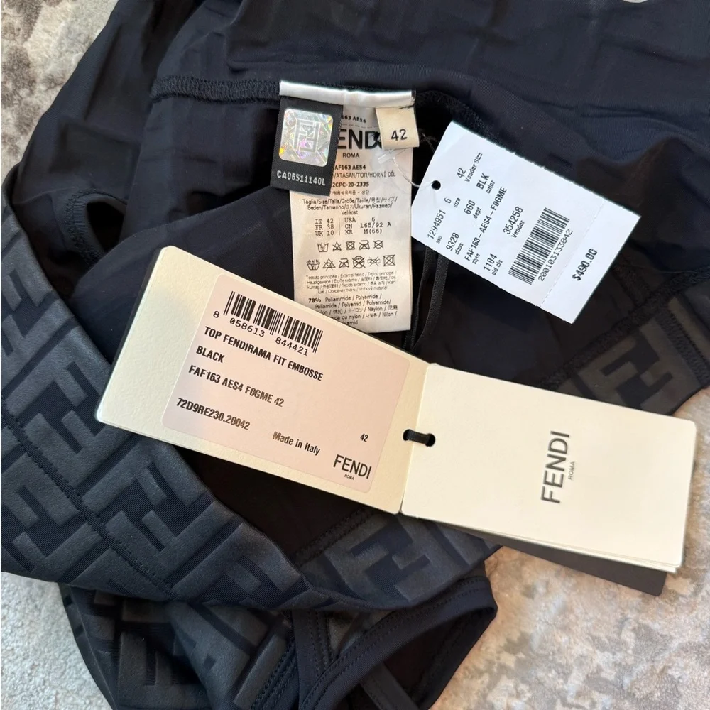 Fendi Fendirama Logo Embossed Fitness Top Size 6 - Picture 4 of 5